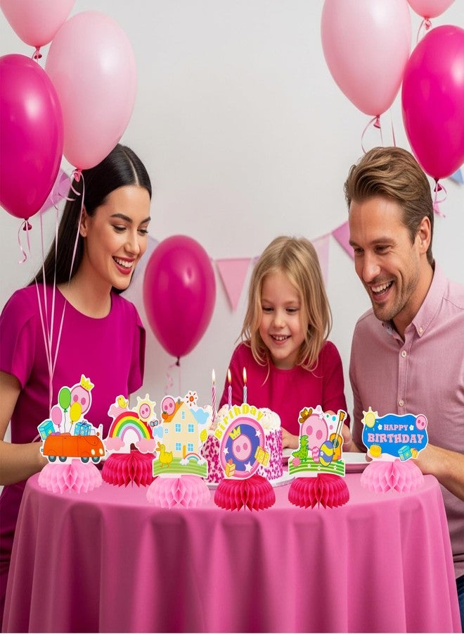 TONIFUL Happy Birthday Pink Pig Themed Table Honeycomb Centerpieces,Double Sided Cartoon Pig Table Topper Decor for Girl Birthday Party Supplies Party Decorations (8 Pcs) - Image 4